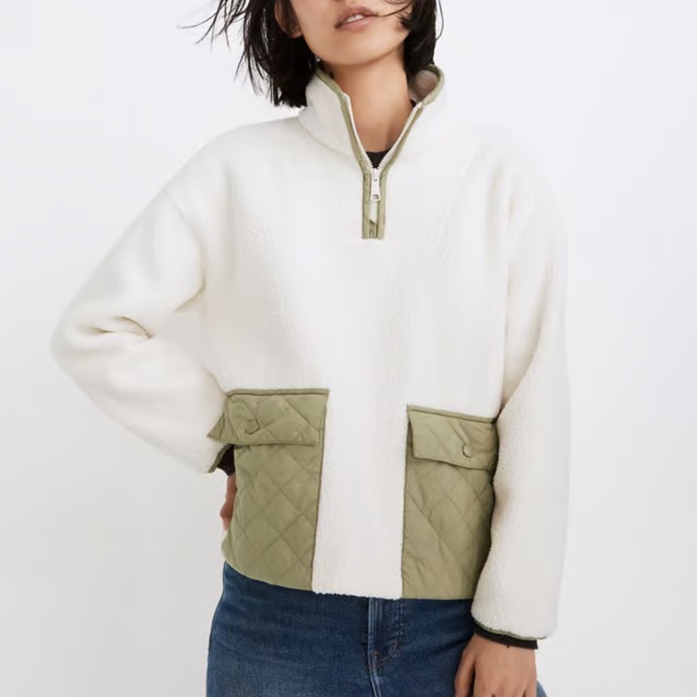 madewell fleece pullover jacket size extra small